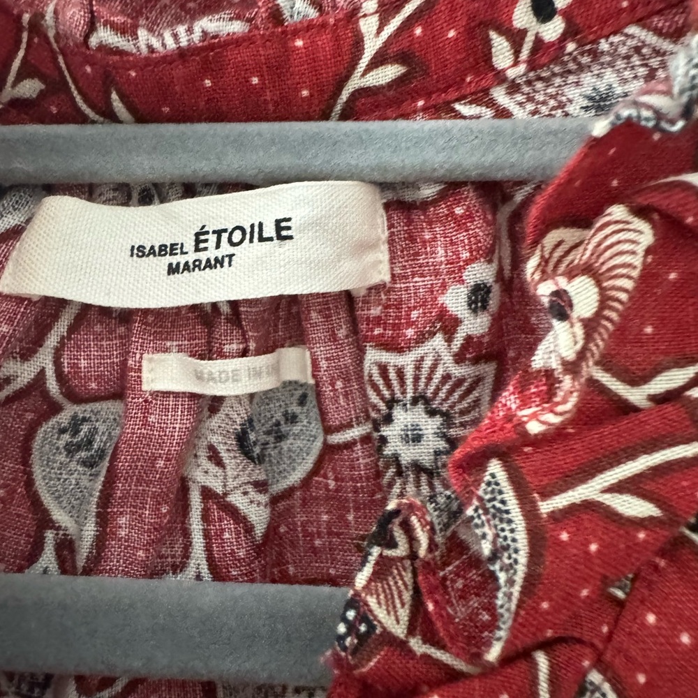 Isabel Marant Red Floral Ruffled Blouse - Picture 2 of 3